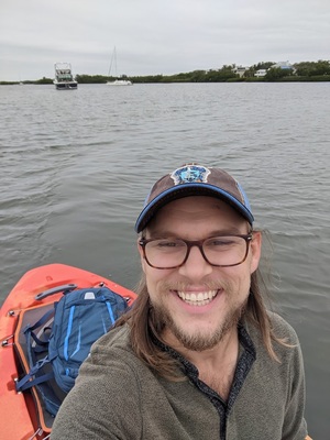 A photo of Jim Kayaking